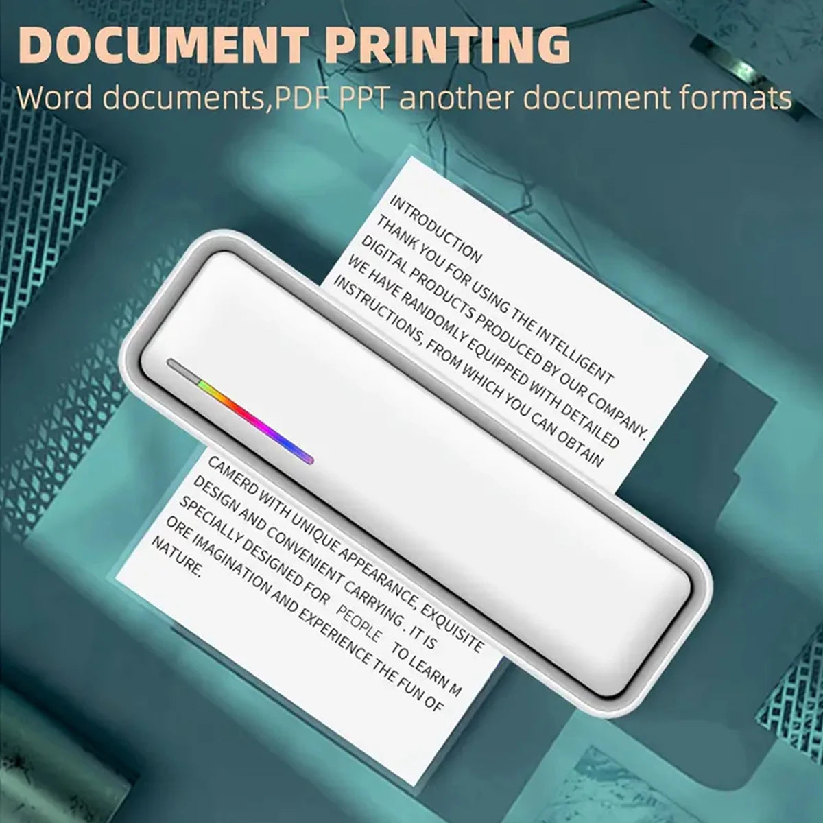 Portable A4 printer, wireless thermal printer for printing documents and pictures on A4 thermal paper, ink-free operation with l