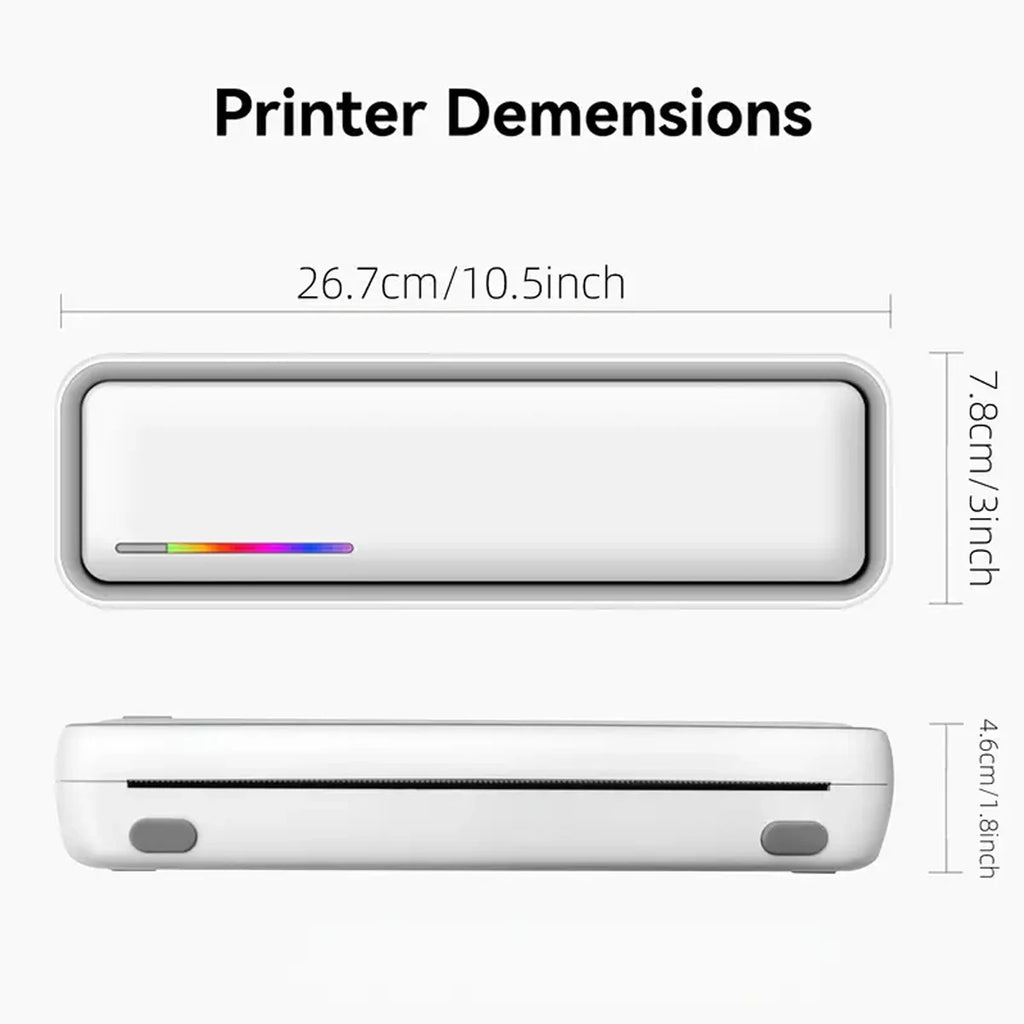 Portable A4 printer, wireless thermal printer for printing documents and pictures on A4 thermal paper, ink-free operation with l