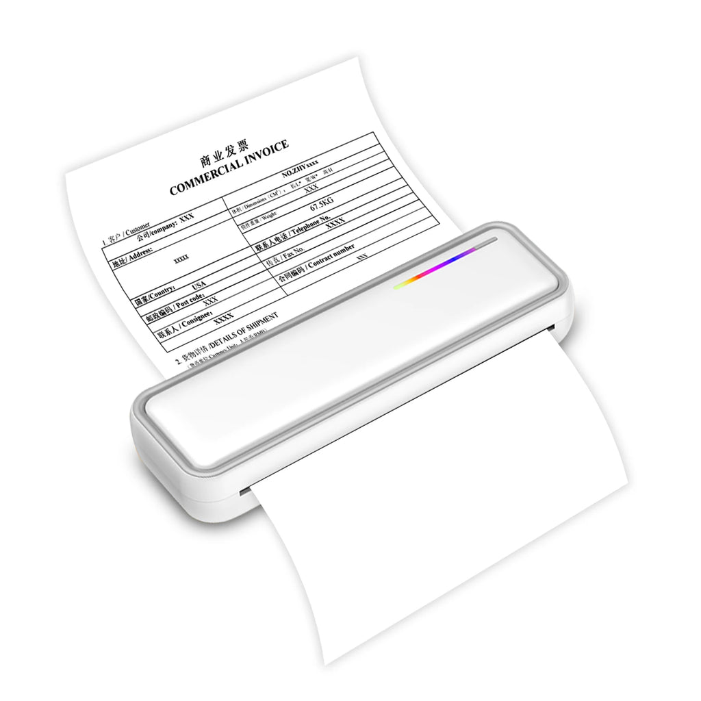 Portable A4 printer, wireless thermal printer for printing documents and pictures on A4 thermal paper, ink-free operation with l