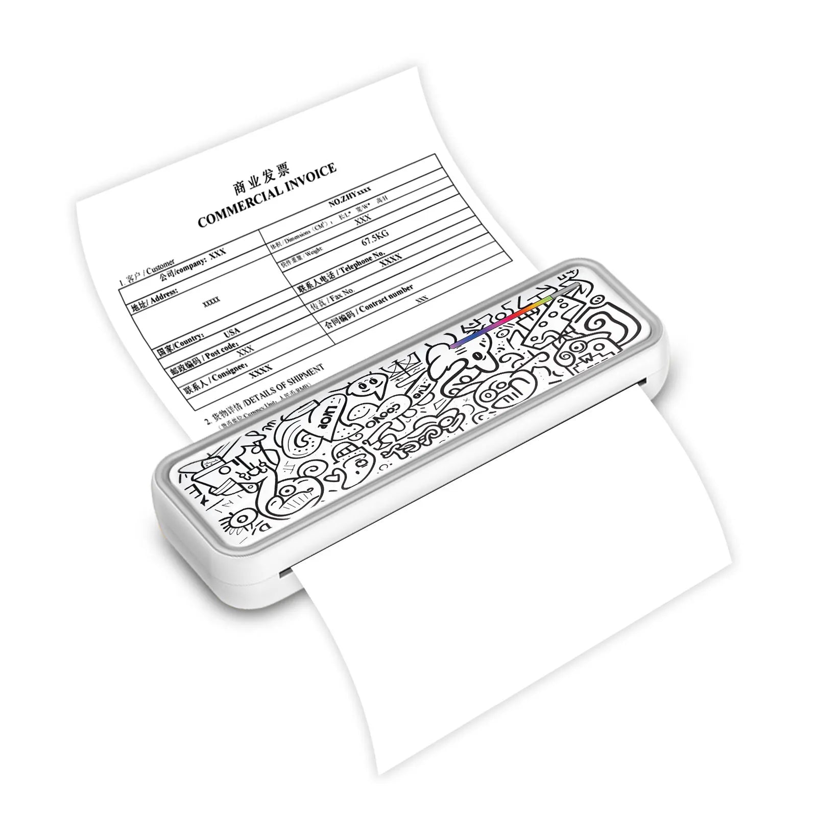 Portable A4 printer, wireless thermal printer for printing documents and pictures on A4 thermal paper, ink-free operation with l